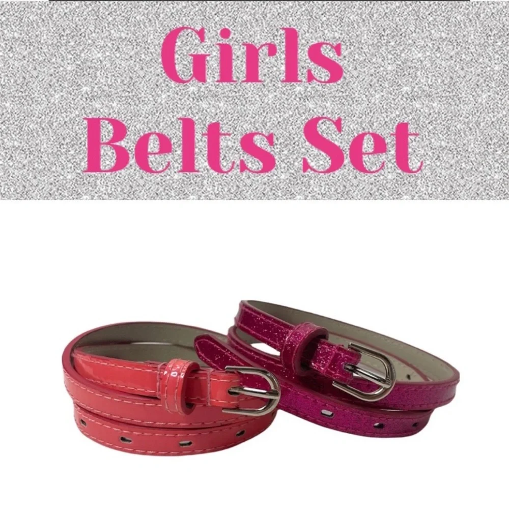 Girls Belt Set Bundle Glam Barbie Pink & Pink Sparkle Size M/L Girls Size 8 -10